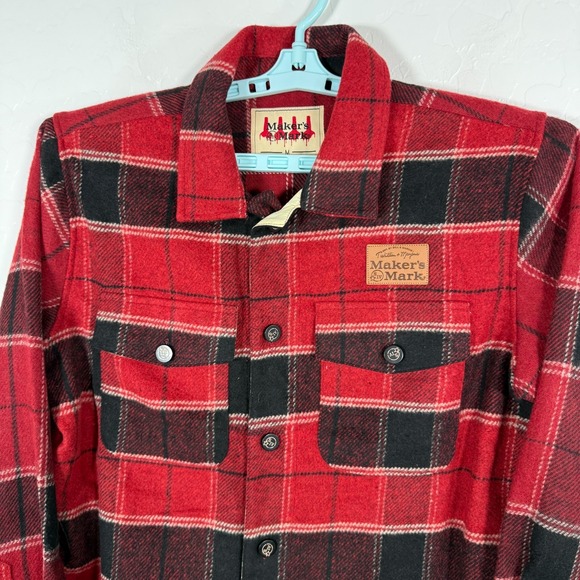 Makers Mark Shirt Mens Medium Red Button Up Flannel Shacket Outdoor Plaid - Picture 2 of 10